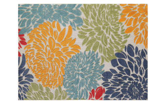 Dodds 3' x 5' Beige Floral Indoor/Outdoor Rug
