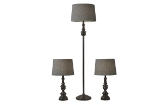 Maimz 3 Piece Antique Bronze Lamp Set