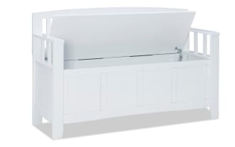 Sentney White Storage Bench