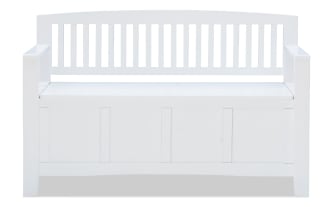 Sentney White Storage Bench