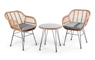 Montego 3 Piece Gray Rattan Round Outdoor Dining Set