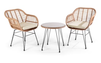 Montego 3 Piece White Rattan Round Outdoor Dining Set