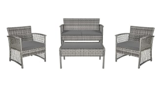 Venetia 4 Piece Gray Wicker Outdoor Conversation Set