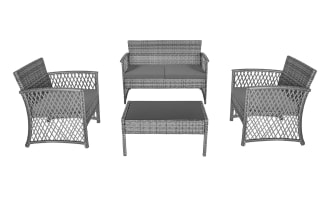 Venetia 4 Piece Gray Wicker Outdoor Conversation Set