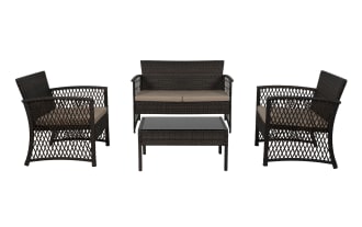 Venetia 4 Piece Beige Wicker Outdoor Conversation Set