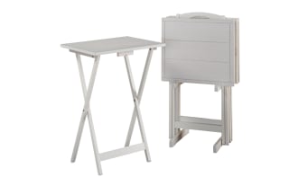 Winny White Folding Tray Table (Set of 4)