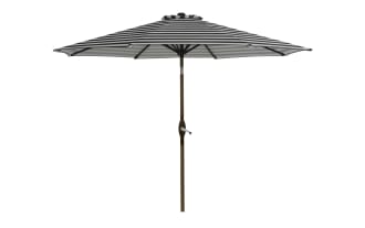 Kiley 9' Black Striped Outdoor Market Umbrella