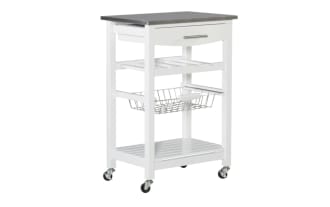 Ophelia White Stainless Steel Top Kitchen Cart with Drawer