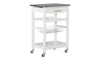 Ophelia White Stainless Steel Top Kitchen Cart with Drawer