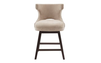 Kaya Beige Upholstered Counter Height Swivel Stool