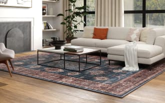 Teller 5' x 7' Blue Oriental Washable Rug
