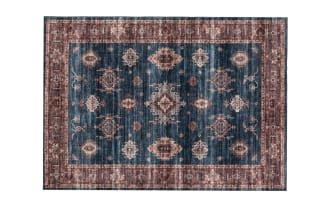 Teller 5' x 7' Blue Oriental Washable Rug