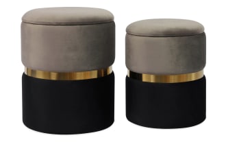 Bijou Gray Storage Ottoman Set