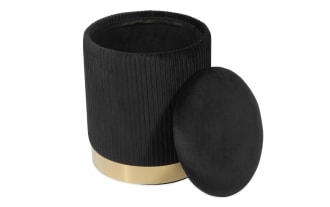 Rain Black Velvet Storage Ottoman