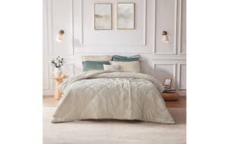 Champagne velvet reversible 4-piece comforter set in glam style, featuring plush polyester microfiber fabric for full/queen beds.