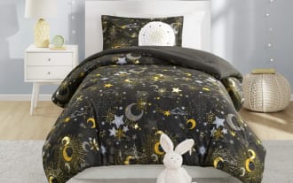 Despia Starry Sky Full/Queen Charcoal Novelty Reversible 4 Piece Comforter Set