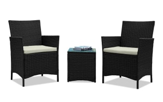 Mikado 3 Piece Cream Wicker Conversation Set