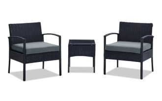 Dianta 3 Piece Gray Wicker Outdoor Conversation Set