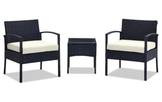 Dianta 3 Piece Cream Wicker Outdoor Conversation Set