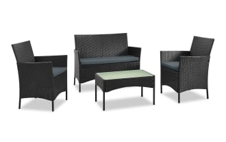 Mikado 4 Piece Gray Wicker Outdoor Conversation Set