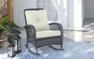 Pianco Cream Wicker Outdoor Rocking Chair