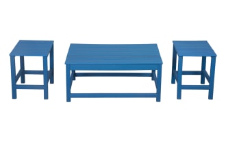 Paloma 3 Piece Sea Blue Outdoor Adirondack Table Set