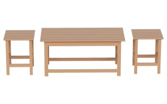 Paloma 3 Piece Light Brown Outdoor Adirondack Table Set