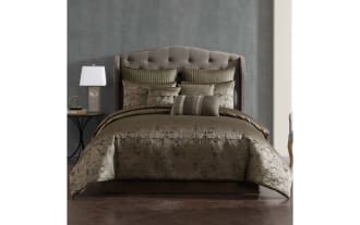 Cambria Queen Gold Vintage Reversible 9 Piece Comforter Set
