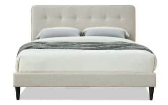 Lila Queen Beige Upholstered Platform Bed