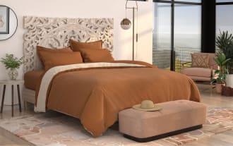 MyBob's Full/Queen Ivory Solid Cooling Reversible Duvet Cover