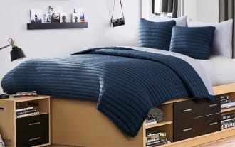 Griffin Twin Navy Solid 2 Piece Comforter Set