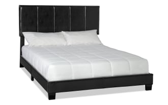 Hailey Queen Black Upholstered Panel Bed
