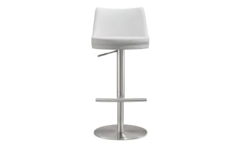 Walcott White Solid Back Bar Height Adjustable Stool