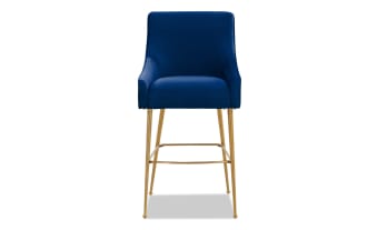 Giselle Navy Solid Back Counter Height Stool