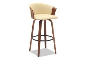 Orion Cream Faux Leather Solid Back Bar Height Swivel Stool