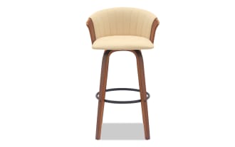 Orion Cream Faux Leather Solid Back Bar Height Swivel Stool
