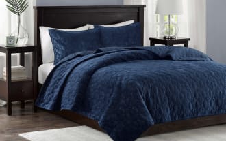 Camille King/California Navy Geometric 3 Piece Quilt Set
