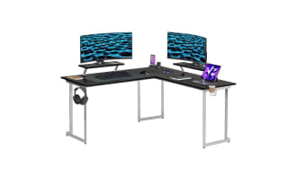 Zuma Silver Adjustable L-Shaped Gaming Desk