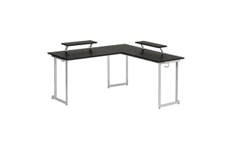 Zuma Silver Adjustable L-Shaped Gaming Desk