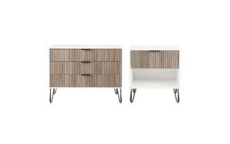 Delilah White & Gray Dresser and Nightstand Set