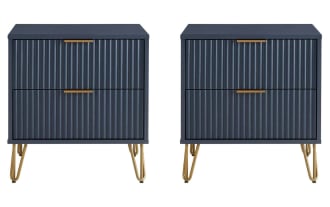 Delilah Blue 2 Drawer Nightstand (Set of 2)