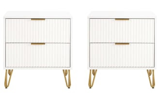 Delilah White 2 Drawer Nightstand (Set of 2)