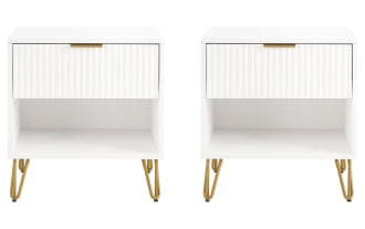 Delilah White Nightstand with Drawer (Set of 2)