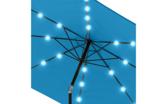 Maeve 10' Blue LED Push Tilt Outdoor Market Umbrella