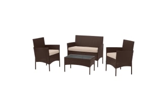 Callum 4 Piece Brown  Rattan Outdoor Conversation Set