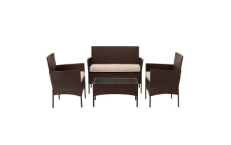 Callum 4 Piece Brown  Rattan Outdoor Conversation Set