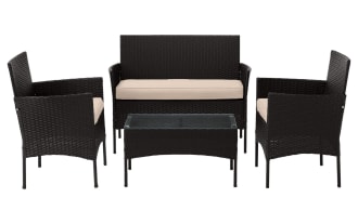 Callum 4 Piece Black Rattan Outdoor Conversation Set