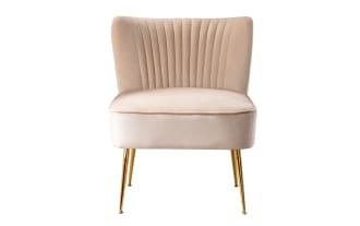 Saphia Beige Velvet Accent Chair