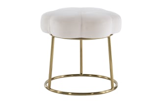 Sabrina White Velvet Vanity Stool