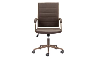 Everette Brown Faux Leather Adjustable Swivel Office Chair